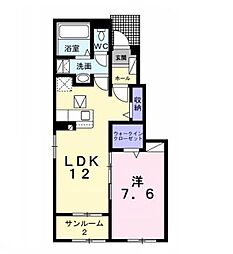 JR久留里線 祇園駅 徒歩16分の賃貸アパート 1階1LDKの間取り