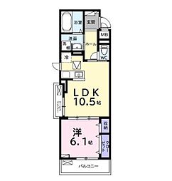 JR外房線 茂原駅 徒歩21分の賃貸アパート 1階1LDKの間取り