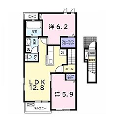 JR内房線 長浦駅 バス6分 蔵波台六丁目店下車 徒歩11分の賃貸アパート 2階2LDKの間取り
