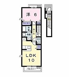 JR内房線 五井駅 バス8分 京葉小入口下車 徒歩2分の賃貸アパート 2階1LDKの間取り