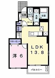 JR内房線 君津駅 バス10分 北子安下車 徒歩6分の賃貸アパート 1階1LDKの間取り