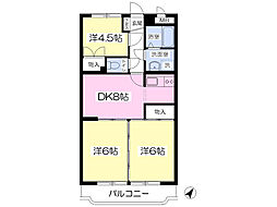 ユーミーもくしＡ 2階3DKの間取り