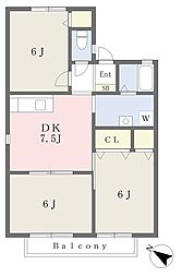 メゾンベール 2階3DKの間取り