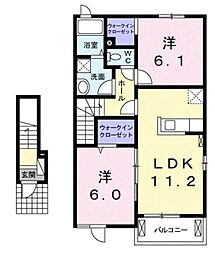 JR内房線 木更津駅 徒歩20分の賃貸アパート 2階2LDKの間取り