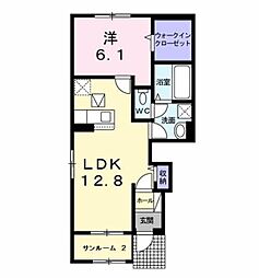 JR内房線 袖ケ浦駅 バス9分 金田東四丁目下車 徒歩5分の賃貸アパート 1階1LDKの間取り