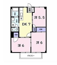 JR内房線 長浦駅 徒歩16分の賃貸アパート 2階3DKの間取り