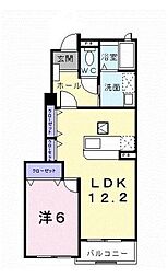 JR外房線 上総一ノ宮駅 徒歩10分の賃貸アパート 1階1LDKの間取り