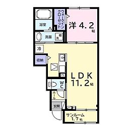 JR内房線 姉ケ崎駅 バス8分 今津朝山公民館下車 徒歩4分の賃貸アパート 1階1LDKの間取り