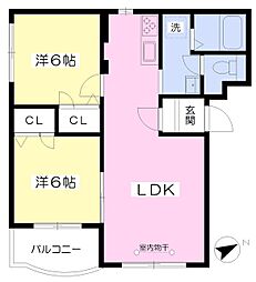 シャローム2 2LDKの間取図画像