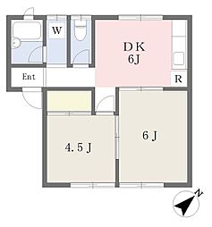 第三辰巳ハイム 2DKの間取図画像