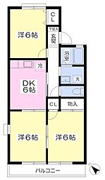 リヴェール美鈴 3DKの間取図画像