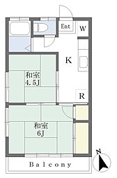 カフカD 2Kの間取図画像