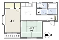 ハイパレス酒井 2Kの間取図画像