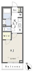 フォア 1Kの間取図画像