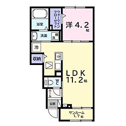アネックス青木A 1LDKの間取図画像