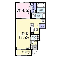 アネックス青木A 1LDKの間取図画像