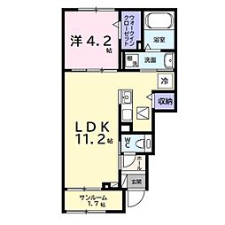 アネックス青木A 1LDKの間取図画像