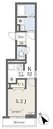 アビタシオントパーズ 1Kの間取図画像