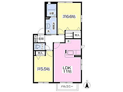 ディアス東茂原 2LDKの間取図画像