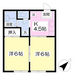 メゾン石塚 2Kの間取図画像