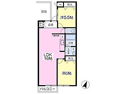 イーストコート2号館 2LDKの間取図画像