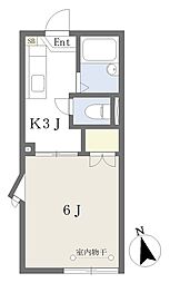 レーベン大和 1Kの間取図画像