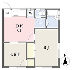 アーテム五井 2DKの間取図画像