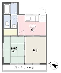 ロイヤルハイツ3 2DKの間取図画像