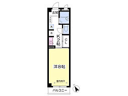 パルコート新松戸 1Kの間取図画像