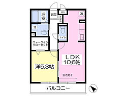 リヴェール2 1LDKの間取図画像