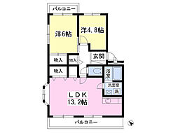 ヒルトン新松戸 2LDKの間取図画像