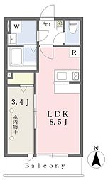 カーサリッツ平和台 1LDKの間取図画像