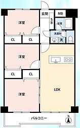 ウェルフェアグリーン越谷 3LDKの間取図画像