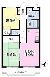 ビューテラス 2階2LDKの間取り