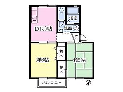 シェリールAYU-B 2DKの間取図画像