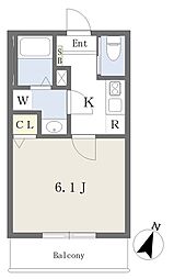 ヴォレ・ソレイユ北柏 1Kの間取図画像