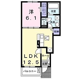 プロスペリテII 102 1階1LDKの間取り
