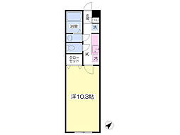勝田台石橋ハイツ 1階1Kの間取り