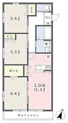 Ｃｈａｒｍａｎｔ 2階3LDKの間取り