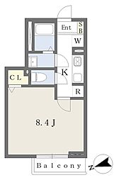 京成松戸線 薬園台駅 徒歩10分の賃貸アパート 3階1Kの間取り