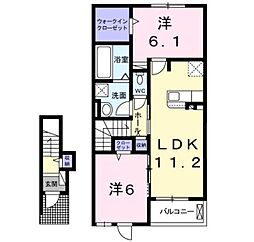グラン・メゾン 2階2LDKの間取り