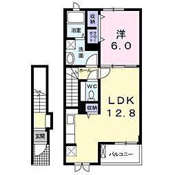 ネオ・ドゥーエ 2階1LDKの間取り