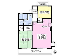 グランディール勝田台 2LDKの間取図画像