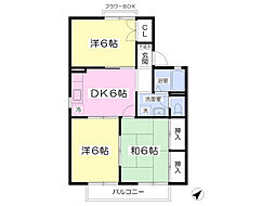 王子台グリーンタウン8A棟 3DKの間取図画像