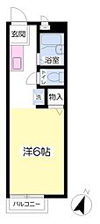 サンハイツながさわA棟 ワンルームの間取図画像