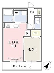 プランドール 2階1LDKの間取り