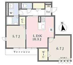 GRACE COURT YAWATA 2LDKの間取図画像