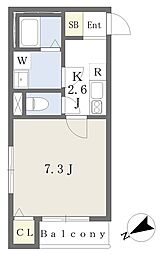 JR総武本線 東千葉駅 徒歩8分の賃貸アパート 2階1Kの間取り