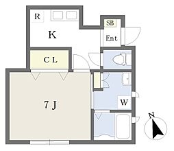 グレース東習志野 1階1Kの間取り