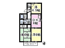 京成千葉線 みどり台駅 徒歩9分の賃貸アパート 1階3DKの間取り